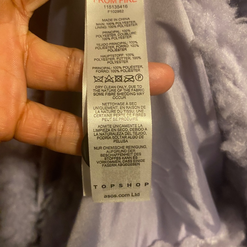 TopShop NWT Chunky Borg (lilac) Coat(size 2-fits small/medium - Picture 5 of 11